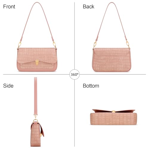 KKXIU Small Shoulder Bag for Women Cute Hobo Handbags Mini Clutch Purses | Classic Trendy Retro Underarm Crossbody Bag with Detachable Straps, Zipper Closure - color: S-pink