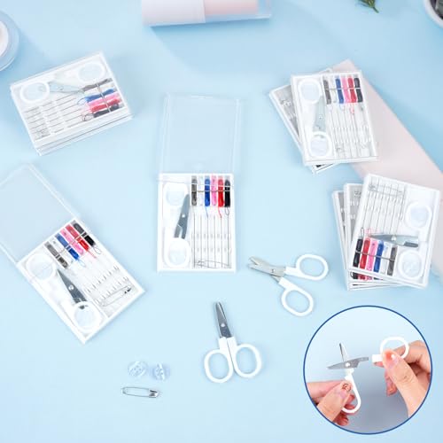 Milkary 60 Boxes Mini Sewing Kit, Travel Portable Hand Sewing Kit Bulk, Pre-Thread Needle Tools Holder Box with Threads Scissors Pin Button for Beginner Traveler DIY Repair Home Hotel