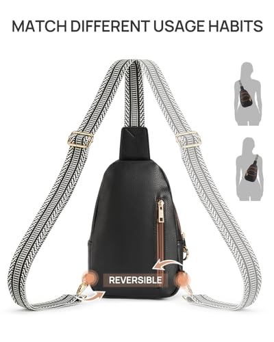 CHOLISS Anti Theft Small Sling Bag for Women and Men RFID Leather Crossbody Bags Fanny Pack Chest Bag Travel Purse Daypacks - color: Black