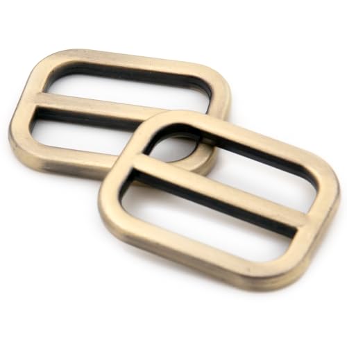 Loosco Flat Metal Adjuster Belt Sliders, 10 PCS Buckle Triglide for Strap Keeper Leathercraft Bag Belt Adjuster (Brushed Brass,1") - color: Brushed Brass, size: 1"