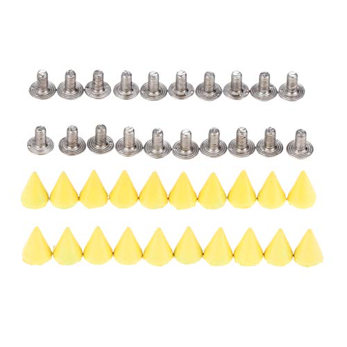 Yetaha Yellow 7x10MM Cone Punk Screw Back Rivet Spikes, Metal Studs - color: Yellow
