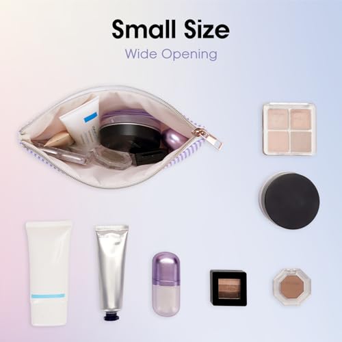 Wandering Nature Makeup Bag Small Cosmetic Bag for Purse 2 Pack Small Make Up Pouch Cute Travel Pouch with Zipper for Women, Purple Stripe - color: Purple Stripe