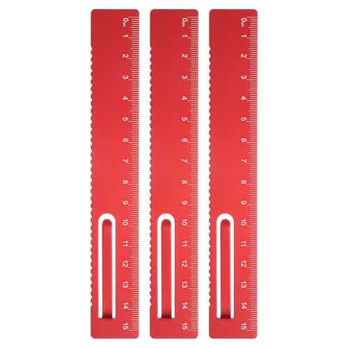 HARFINGTON 3pcs Straight Ruler 15cm Metric Metal Aluminum Alloy Measuring Bookmark Clip Ruler Scale Tool for Measure Study Reading Classroom Office, Red - color: Red, size: 15cm