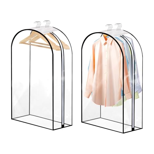 2 Pack Clear Garment Bags, 40 x 24 x 10 In, Side Zipper, Full Length | Peva Material, Transparent, Dust-Proof Closet Storage For Suits, Dresses, Coats And Jackets - size: 40in *2