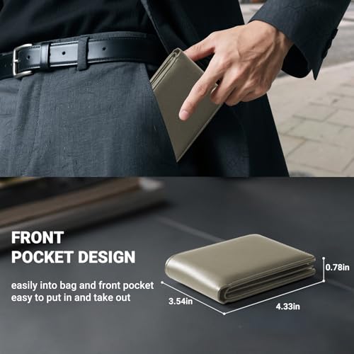 GNDR Wallet For Men RFID Blocking Dark Grey Wallets Bifold Faux Leather Card Holder Front Pocket Mens Accessories With Gift Box - color: Dark Grey-09