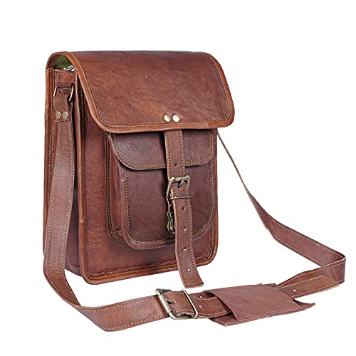 11 inch Small Crossbody Shoulder Genuine Leather iPad/Tablet Vintage Messenger Bag For 10.5 inch iPad Pro for Women & Men - style: Retro
