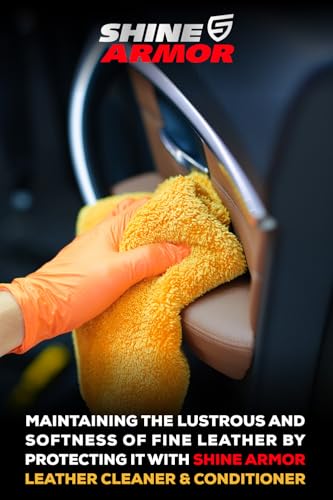 SHINE ARMOR Leather Cleaner Conditioner & Protector for Car Interior Apparel Furniture Auto Interiors Shoes Bags Purses Sofas Car Seats Steering Wheel 8 Fl Oz