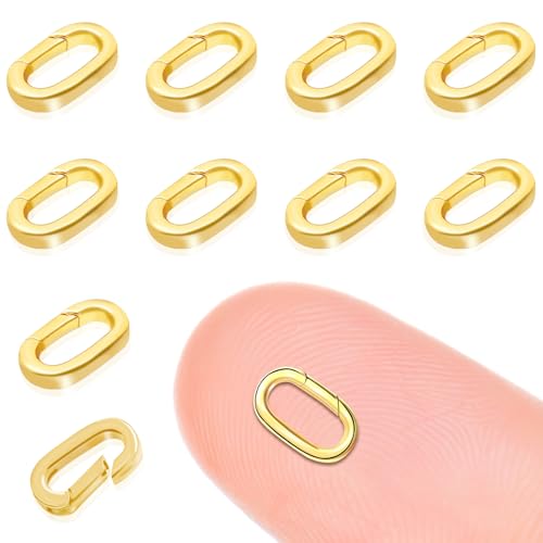 10PCS Oval Clasp Carabiner Necklace Connector Stainless Steel Spring Lock Clasps Bracelet Closures Keychain Necklaces Clips Key Ring Bracelets Shortener for Jewelry Finding DIY Making Kit (A13) - color: 10PCS - Gold, size: Small (0.55*0.30in / 14.0*7.8mm)