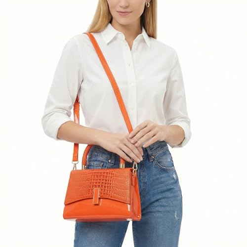 JHVYF Women Small Crossbody Bags Shoulder Bag Classic Satchel Handbags Ladies Cute Purses Satchels bag mini purse for women - color: Orange
