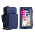Crossbody Cellphone Purse Women Touch Screen Bag RFID Blocking Wallet Handbag Shoulder Strap - color: Navy Blue, size: Small