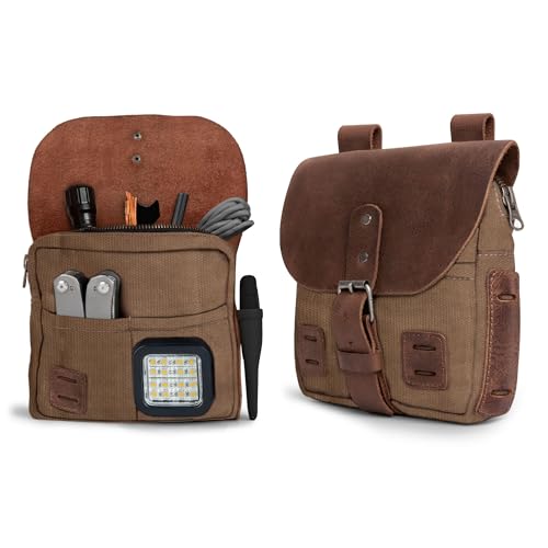 Hide & Drink, Survival Camping Pouch, Belt Loop, Rustic and Handy Tool Bag, Weather Resistant Outdoor Accessories, Traveling Essentials, Waxed Canvas, Handmade - color: Fatigue