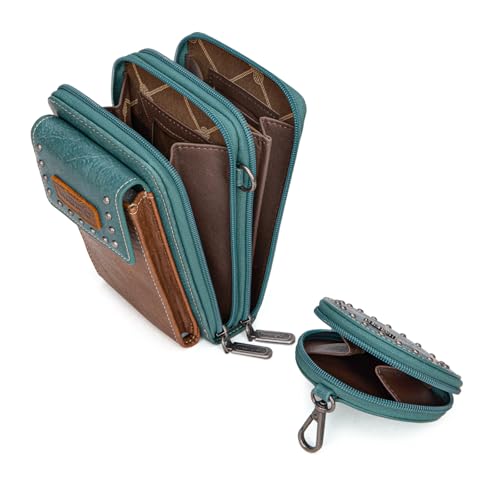 Wrangler 3Pcs Doctor Bag Sets for Women Top-handle Satchel Bag with Cell Phone Handbag and Coin Purse - color: Turquoise