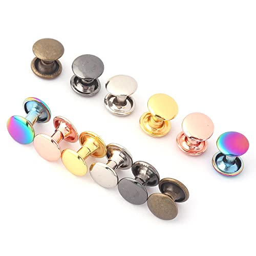 Mix Color Tubular Double Cap Rivets,8mm Round Rapid Rivet,120PCS(Each 20) | 8mm rivet,Metal Button Round Rapid Rivet Studs for Purse Handbags Shoes Belts Leather Craft, 1920-15,120PCS, Each 20 - color: Each Color 20pcs