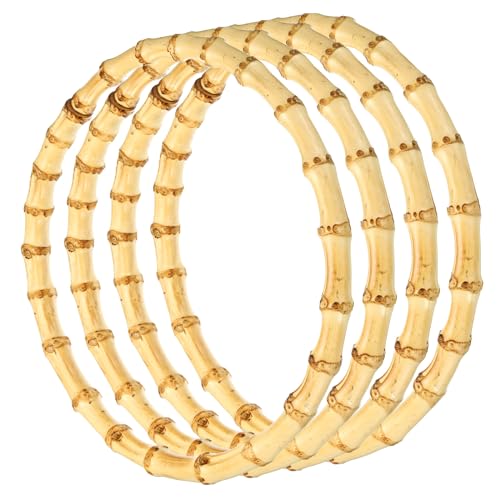 PATIKIL 8 Inch Bamboo Purse Handles, 4 Pcs Round Replacement Handmade Rings for Tote Bag Purse Making Decorations, Wood - color: Wood, size: 7 Inch