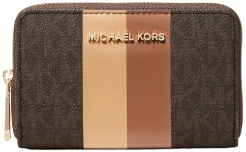 Michael Kors Jet Set Small Zip Around Card Case, Brown/Luggage - color: Gold-tone Hardware/Brown/Luggage