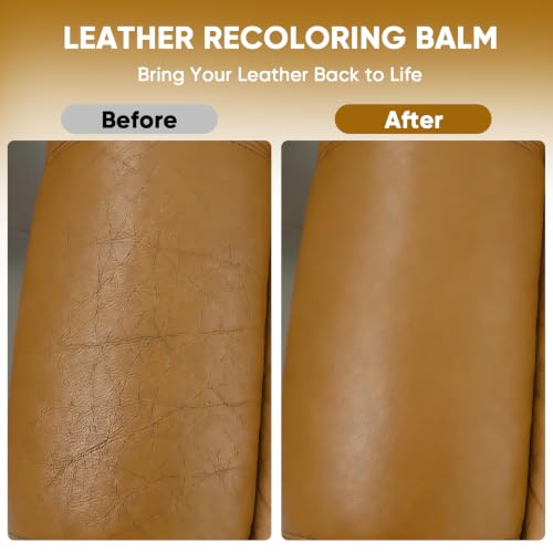 Leather Recoloring Balm, Leather Couch Repair Kit, Leather Restorer for Couches, Leather Scratch Repair, Leather Recoloring Balm for Faded & Scratched Leather Couches (Camel, 12 OZ) - color: Camel, size: 12 OZ