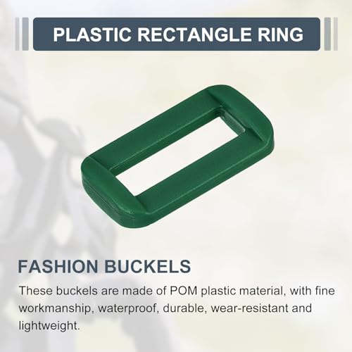 uxcell 16Pcs Plastic Rectangle Ring, Rectangle Slide Buckle, Webbing Belt Buckle Slide Loop for DIY Backpack Purse Strap - color: Dark Green, size: 1 1/2"
