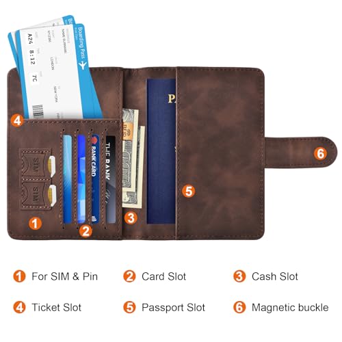 Eoehro Passport Holder for Travel Essentials, Passport Wallet Cover Case for Travel Must Haves Accessories,Passport Book Holders for Women and Men(coffee) - color: coffee, style: Magnetic Clasp