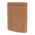 Carhartt Men’s Full Grain Saddle Leather Wallets, RFID Blocking Bifold, Trifold, and Front Pocket Options, Gifts for Men - color: Carhartt Brown (Front Pocket)