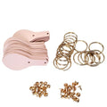 Key Fob Kits 20 Pack - Pre-Punched Vegetable Tanned Tooling Leather with Solid Brass Key Ring and Rivet