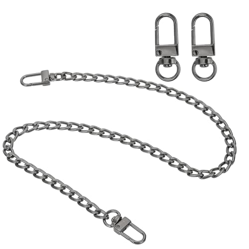 uxcell 19.7" Flat Purse Chain Strap, Black Shoulder Straps Chains Metal Handbag Replacement Belt with 2 Pcs Metal Lobster Swivel Trigger Clips Style1 for Cross Body Wallet Bag - color: Black, size: 19.7"