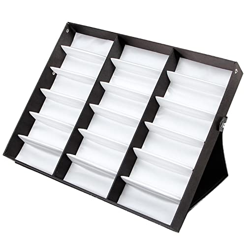 18 Slot Sunglasses Organizer Multi Display Case Jewelry Collection Case for Jewelry Collection sunglass glass watch - color: Black White