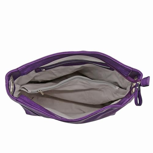 Hobo Shoulder Bag with Big Snap Hook Hardware - color: Purple