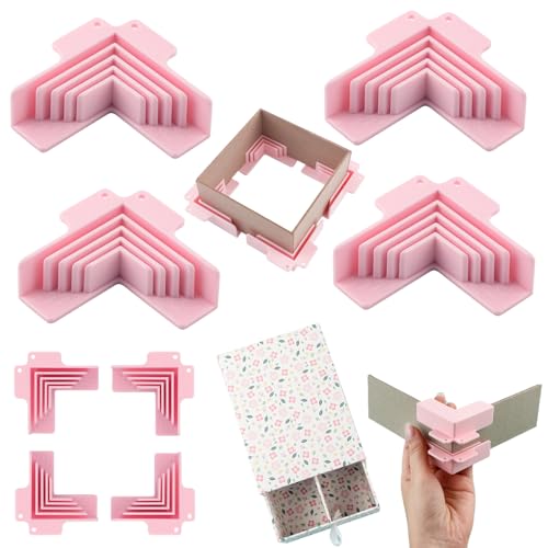 4Pack Corner Guides Cartonnage Corner Holding Tool Corner/Divider Assembly (3 mm, 2 mm, 1.5 mm, 1 mm Wide) for Book Covers, Chipboard Boxes, Dioramas - color: 4 PCS Box Guide Pink