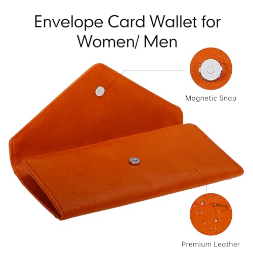 RFID Slim Wallet for Women Thin Card Holder Travel Trifold Clutch Ladies Long Billfold, 2 ID Windows, Orange - color: Orange