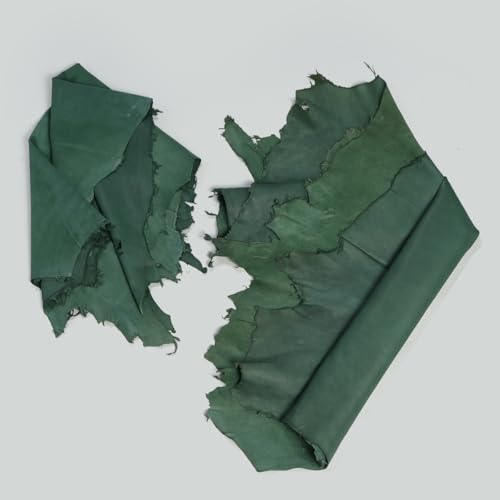 Tooling Leather Hides, Whole Nappa Antique Soft Lambskin Leather for Arts and Crafts - No Holes & Cuts | Quality Rawhide Leather 5-6 Sq ft (Pack of 2) - Burnt Green - color: Burnt Green, size: 2 Hide x 5-6 Sq ft
