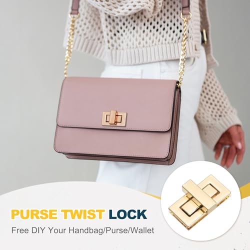 M METERXITY 4Pcs Purse Twist Lock (1.73 x 0.87 Inches, Light Gold)- Rectangular Purse Closure Twist Turn Lock Clasp Metal Clip Hardware Apply to DIY Handbag/Purse/Wallet/Leather Craft - color: Light Gold, size: 1.73 x 0.87"