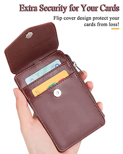 Teskyer Leather ID Badge Holder with Lanyard, Lanyard Wallet, Brown - color: Brown, size: 3.1" x 4.7"