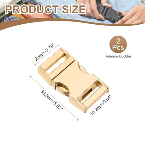 HARFINGTON Metal Quick Side Release Buckles Zinc Adjustable Quick Release Buckle Replacement Snaps Clips Clasps - color: Light Gold, size: 1-1/2"(38mm)