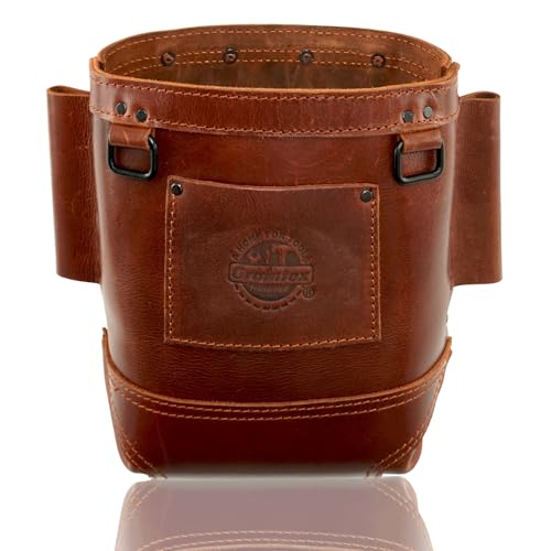 Graintex Nut & Bolt Bag Ambassador Series, Top Grain Leather, Tool Bag, Tool Belt for Ironworker Tools, Durable and Versatile Nut & Bolt Organizer for Professional Use - color: Chestnut Brown