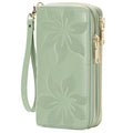GOIACII Women's Wallet RFID Blocking Leather Wristlet | 2 Zip Around, Large Capacity, Credit Card Holder, Ladies Phone Clutch Purse - color: A09 Mint Green