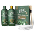 Lexol All Leather Care Kit - 5-Piece Natural Leather Cleaner & Conditioner with Aloe Vera, Bee Milk, Cloths & Brush for Car Seats, Furniture, Jackets, Bags & Boots, Gift for leather lovers - style: Lexol Natural Kit