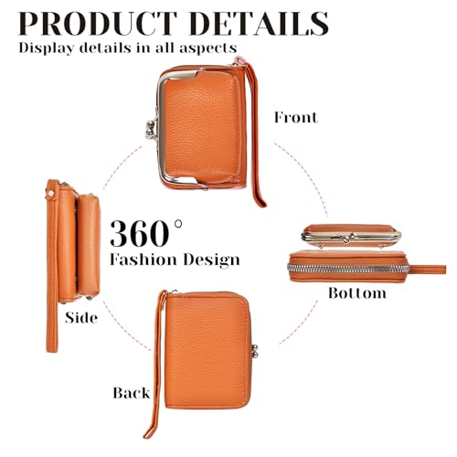 Women's Wristlet Wallet, Card Holder & Coin Purse, Small Change Purse | Small change purse for coins, small coin purse for women, wrist wallets for women, coin pouch, zip no kiss lock coin purses - color: Brown