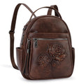 Mini Backpack Purse for Women,Vegan Leather Small Backpack for Daily | Embossed Lightweight Water-Resistance Travel Mini Fashion Daypack Bag,Ladies Casual Backpack Purse Gift Choice for Women - color: Coffee-flower