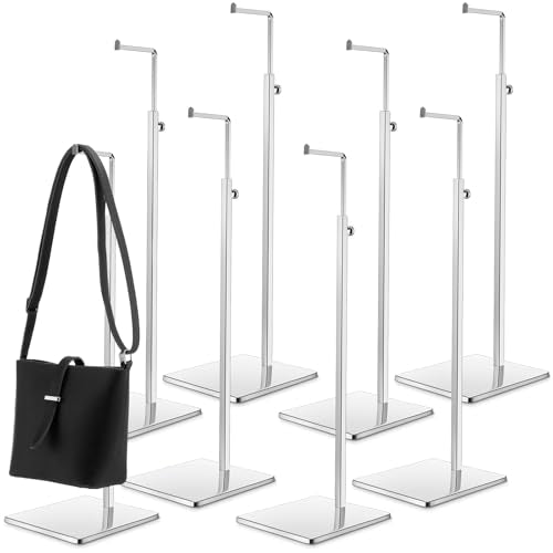 Maitys 4 Pack Purse Display Stands - Adjustable Height Handbag Display Stand Metal Bag Rack Handbag Stand Holder Single Hanging Hook Bag Stands for Boutique Store (Silver) - color: Silver