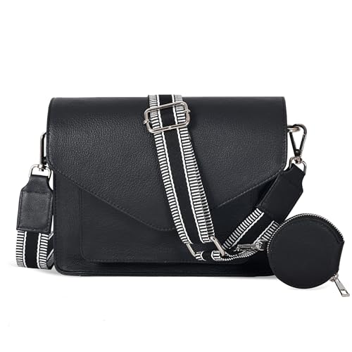 Ozora Genuine Leather Crossbody Purse for Women, Shoulder Bag - color: Black Ndm W2 Coin
