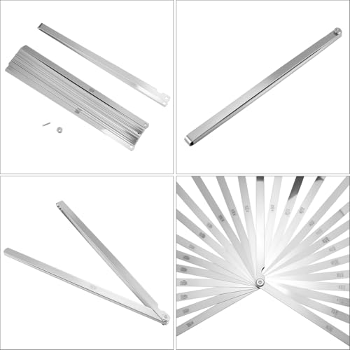 QWORK 25 Blades Steel Feeler Gauge Set, Dual Marked Metric & Imperial, Precision Thickness Feeler Gage Gauge, 0.038-1.02mm