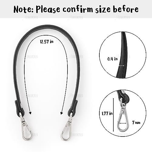 AUEAR, 2 Pack Short Handbag Strap Replacement Handle for Small Purses, Black (12.79 Inches, Style B) - color: Black with Silver Lock
