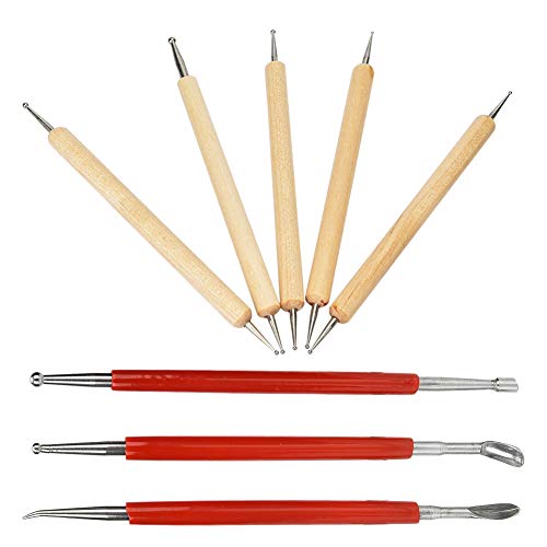 Embossing Tools for Metal Craft,Leather Tracing Tool,Leather Carving Tools,Leather Embossing Tools 8Pcs DIY Handmade Leather Craft Carving Tool Spoon Double Head Point Drill Pen Kit Set