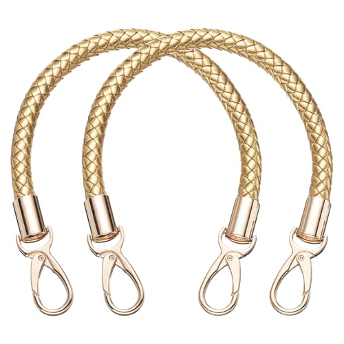 uxcell 2 Pcs Leather Purse Strap, 15.7 Inch PU Leather Braided Purse Replacement Shoulder Strap for Handbags with Buckle for DIY Handbag Purse Making, Gold - color: Gold