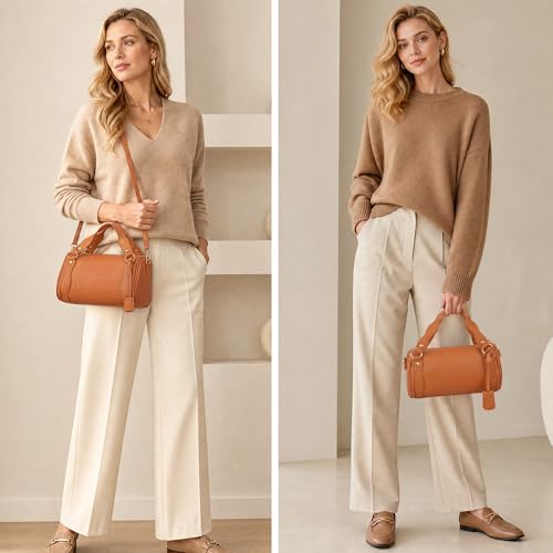 Elegant Lace Trim Bucket Bag for Women - color: Brown