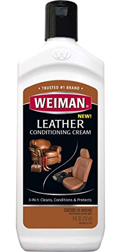 Weiman 3 in 1 Deep Leather Cleaner & Conditioner Cream - Restores Leather Surfaces - Use on Leather Furniture, Car Seats, Shoes, Bags, Jackets, Saddles - size: 8 Fl Oz (Pack of 1)