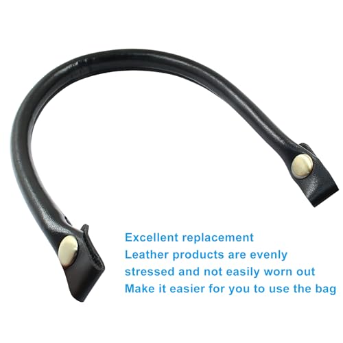 Waziaqoc Black Leather Purse Handles, 2 Pcs, 0.5" x 15.7" | Shoulder Strap, Replacement Handles, With Button, DIY Making Accessories - color: Black