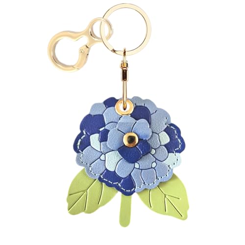 BORKUANA PU Leather Keychain holder Protective Case Compatible with AirTag - color: Hydrangea C