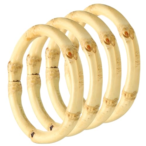PATIKIL 2 Inch Bamboo Purse Handles, 4 Pcs Round Replacement Handmade Rings for Tote Bag Purse Making Decorations, Wood - color: Wood, size: 2 Inch