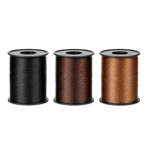 Upholstery Thread Heavy Duty Sewing Thread for Sewing 3 Spools | Durable Bonded Nylon Threads for Sewing Machines, Denim, Leather, DIY and Home (164 Yds/Spool, Black, Brown, Khaki)